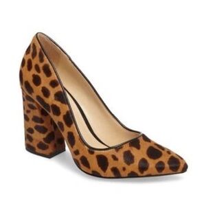 Vince Camuto Talise2 Cow-Hair Block Heels Leopard 10 NWB